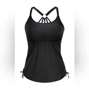 Holipick Women’s Black Tankini With Adjustable Side Cinch Straps, Size XS, NWT